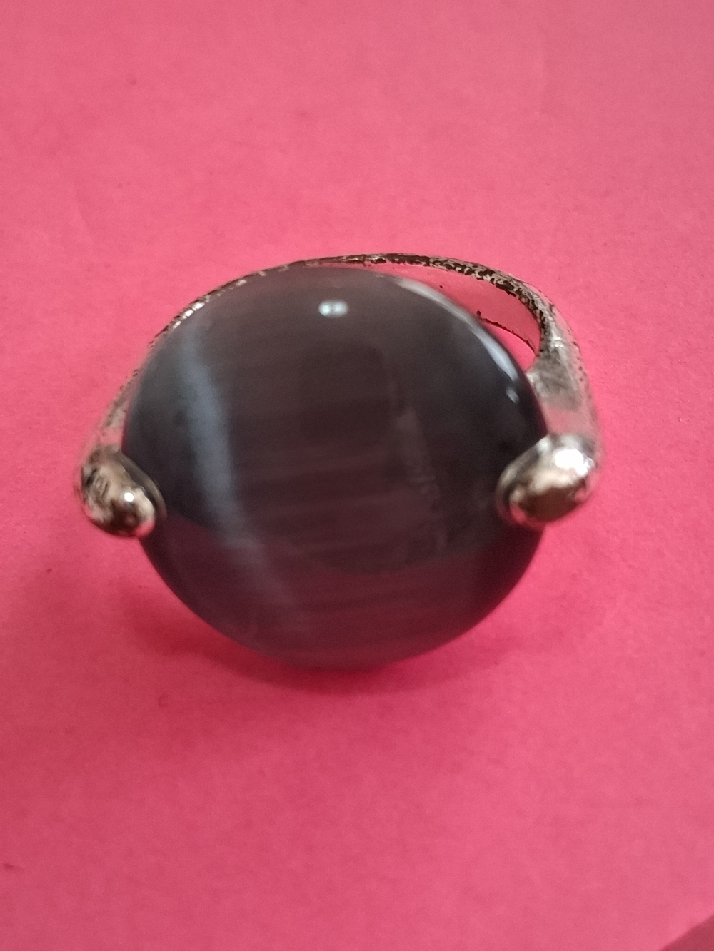 Source Unknown Black Cat's Eye Round Ring - Women Jewelry